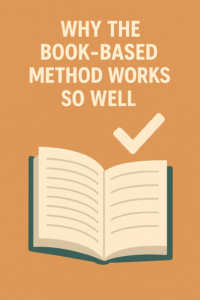 Illustration showing an open book and a checkmark below the phrase “Why the Book-Based Method Works So Well,” symbolizing the effectiveness of reading-based approaches to quitting smoking. 